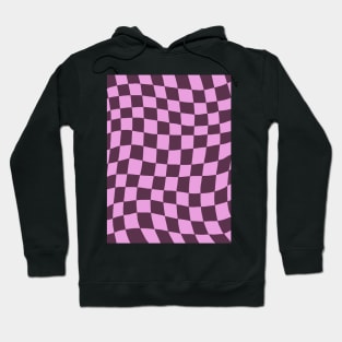 Dark Purple and Pink Distorted Warped Checkerboard Pattern I Hoodie
